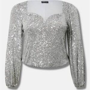Torrid Silver Sequin Blouse